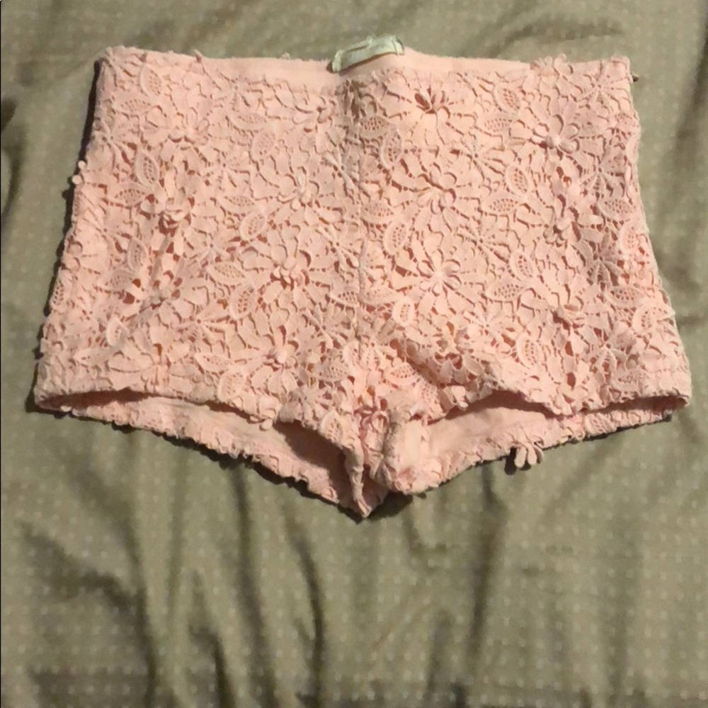 Pink lace shorts